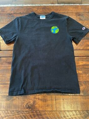 Champion Black Tee with Alien Design on back.